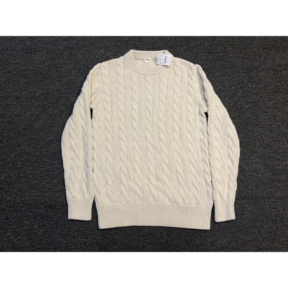 J Crew Crewcuts Sweater Youth XL 12-14 Ivory Cable Knit NWT